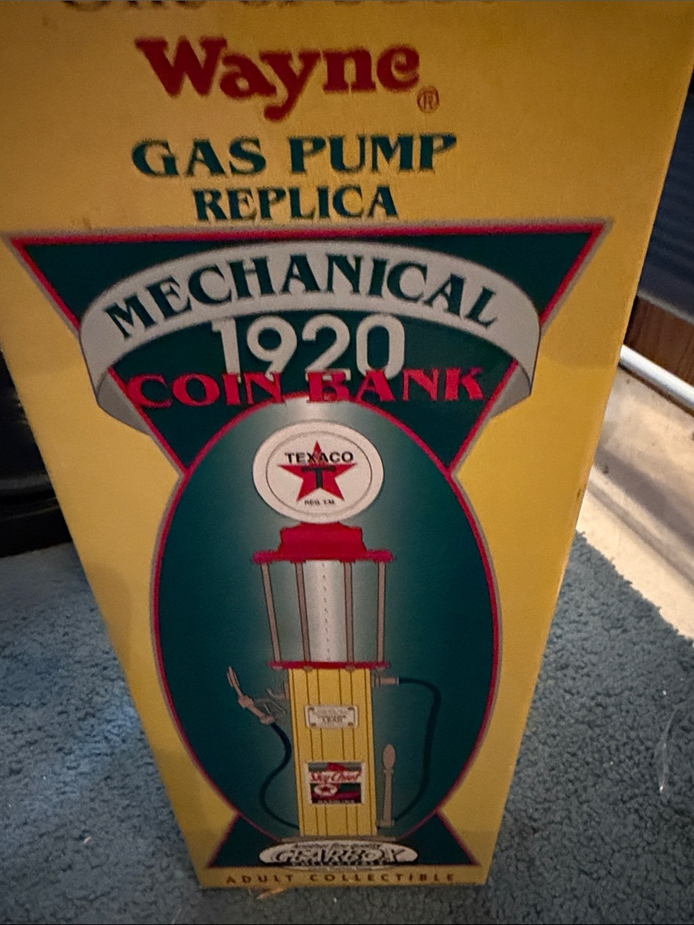 Texaco Red & Yellow Mechanical Gas Pump Coin Bank - Picture 2 of 2